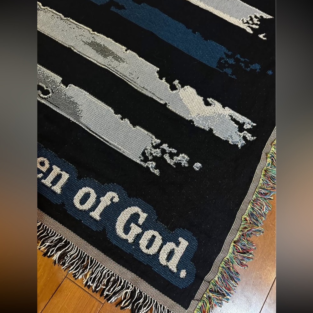 Handmade/custom Blue Line Blanket - Picture 2 of 2